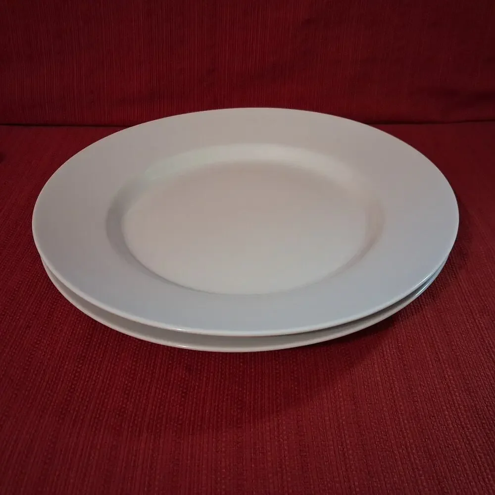 Pottery Barn Great White Porcelain 12” Rimmed Dinner Chop Plates (Lot of 2)